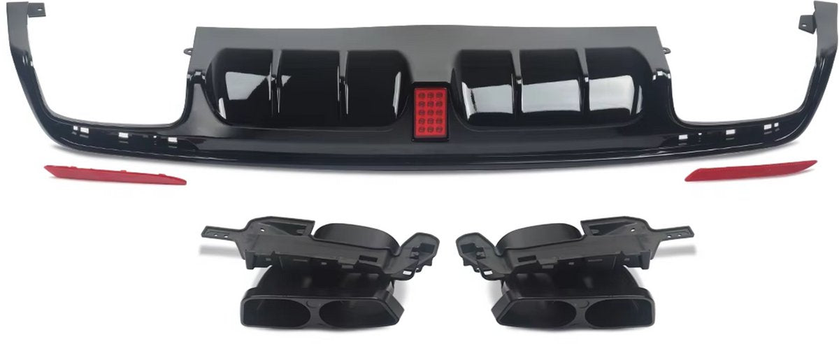 Achterbumper - Voor Mercedes S-Klasse W222 2013-2017 - Auto accessoires - Diffuser - Gloss Zwart - AMG lijn