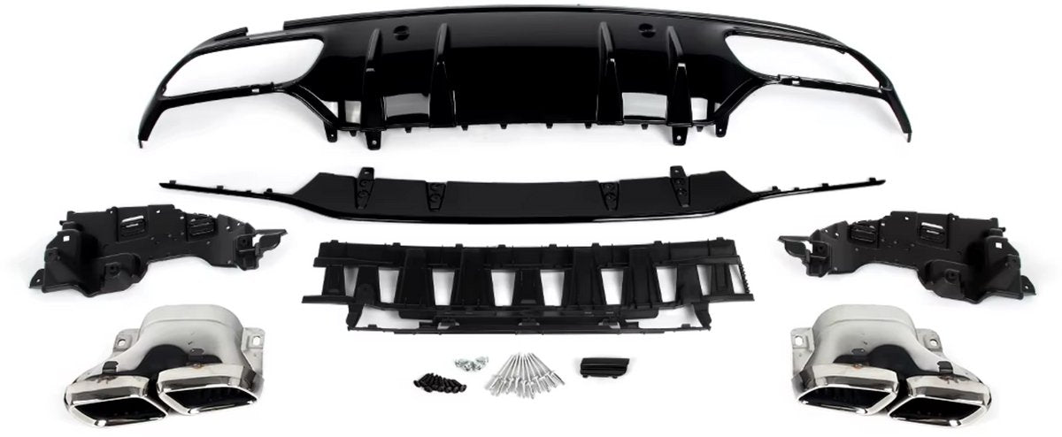 Achterdiffuser met Uitlaattips - Voor Mercedes C-Klasse W205 Sedan AMG-Line (2014-2021) - Auto Accessoires