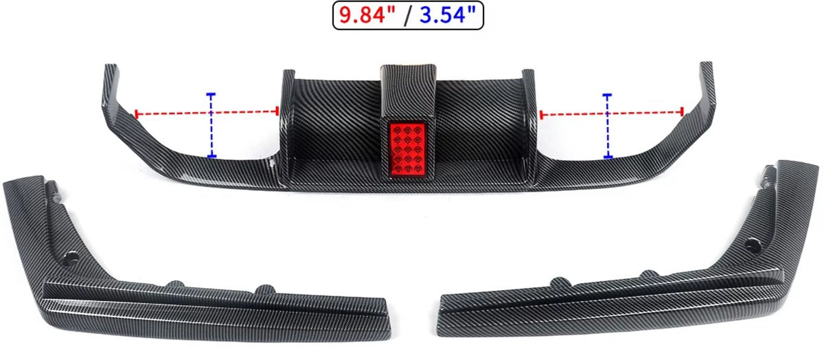 Achterbumper Diffuser Lip met LED - Voor BMW F80 M3/F82 M4 (2015-2020) - Koolstofvezel - Auto accessoires