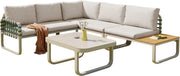 Tuinmeubelset - Loungeset - Tuinlounge Lounge Set - 4-5 Zits Lounge Set - Groen Leder & Rotan - Met Comfortabele Kussens voor Buiten