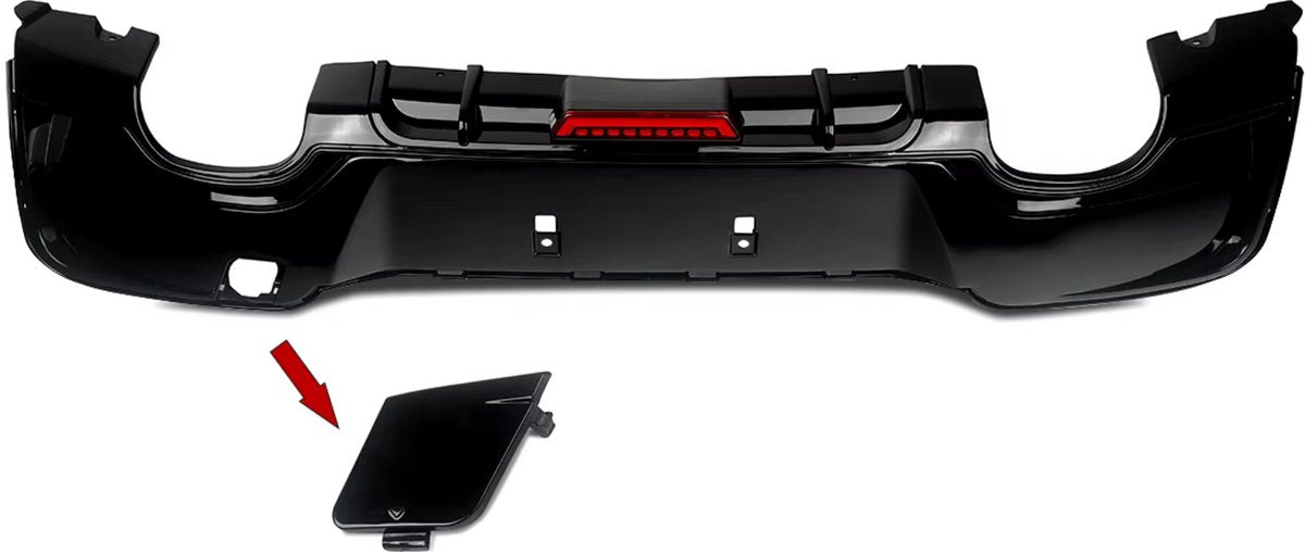 Achterdiffuser - Quad Uitlaat - Met Licht - Gloss Zwart - Voor BMW 1 Serie F20/F21 M Sport (2011-2015) - Auto Accessoires