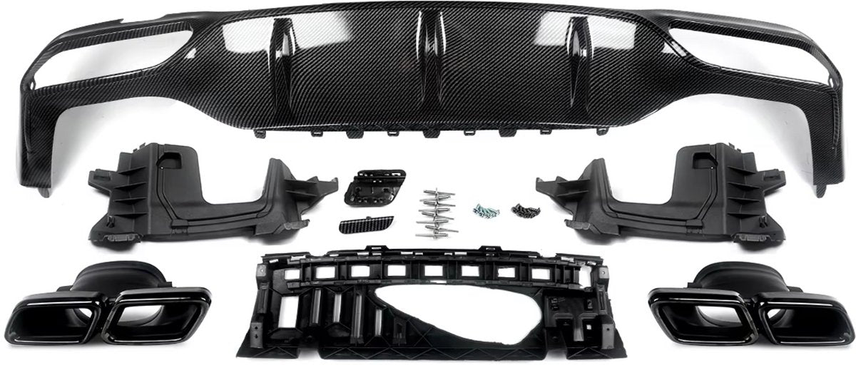 Achterbumper Diffuser - AMG E63 Stijl - Carbon Look - Auto Accessoires - Voor Mercedes W213 E-Klasse (2016-2020)