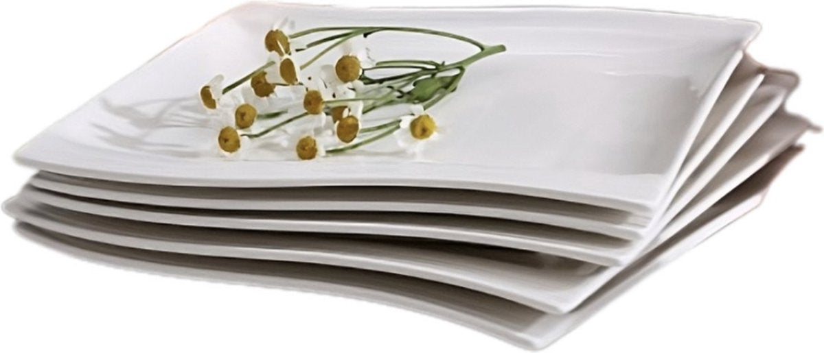 Happyment Luxe Serviesset - 12 Persoons - Porselein - 12 Delig - Bordenset 12 persoons - Bordenset 12 delig - Wit