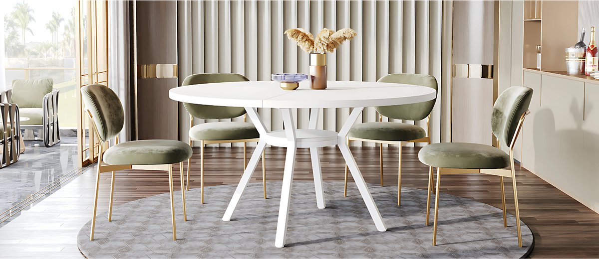 Ronde Eettafel Zurich - Voor 4 personen - 120cm - Voor Keuken of eetkamer - Wit