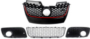 Voorbumper - Voor VW Golf MK5 Jetta/GLI/GTI 2006-2009 - Auto accessoires - Honingraat grille - Rode trim - Zwart