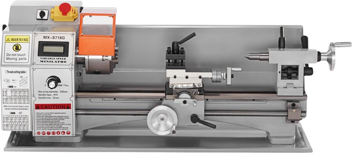 Precisie Metaal Draaibank - 800W - 17,8x40,6cm - 50-2500rpm - MT5 Spindelkegel - Voor Hobby en werkplaats
