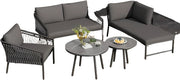 Tuinmeubelset - Loungeset - Tuinlounge Lounge Set - Lounge Set - Voor Tuin, Terras & Balkon - Moderne Buitenbankstel met Handgeweven Design - Inclusief Kussens - Kaki Kleur