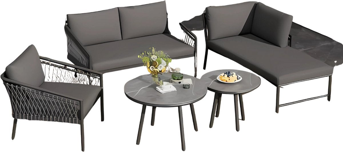 Tuinmeubelset - Loungeset - Tuinlounge Lounge Set - Lounge Set - Voor Tuin, Terras & Balkon - Moderne Buitenbankstel met Handgeweven Design - Inclusief Kussens - Kaki Kleur