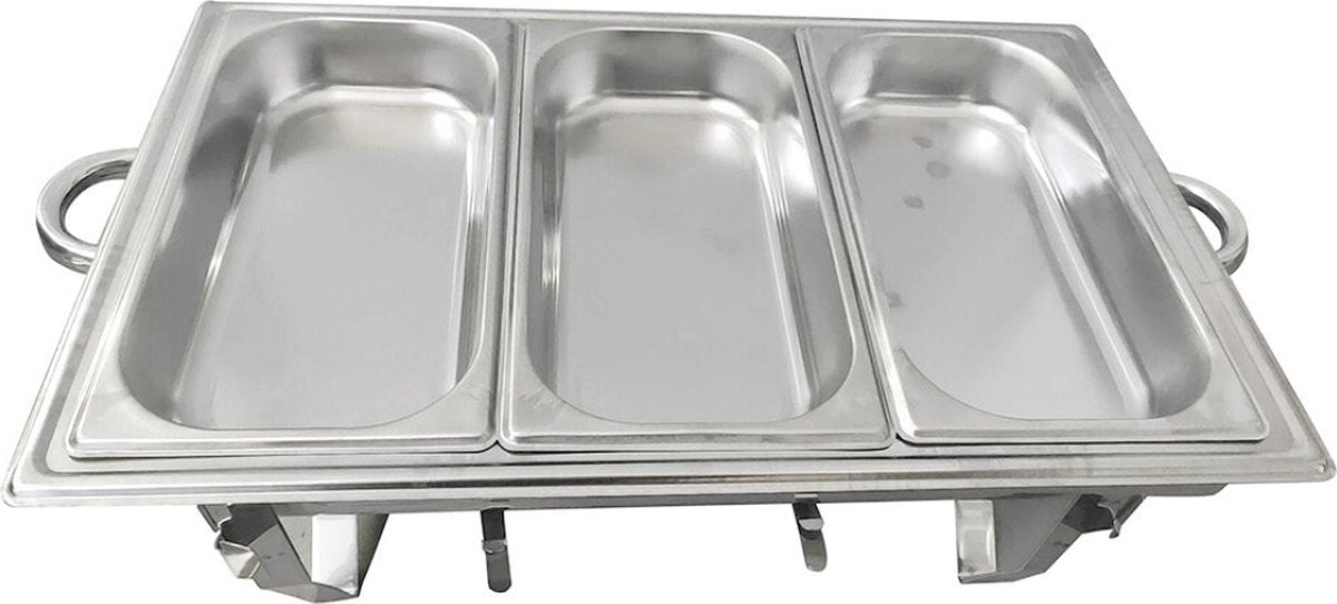Happyment Buffetwarmer PRO - Chafing Dish - Warmhoudbakken - Warmhoudplaat - 3 x 3 Liter