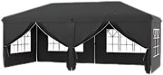 Partytent met zijwanden - 300x600cm - Opvouwbaar - Zwart - Easy up - Paviljoen - Waterdicht weerbestendig - In hoogte verstelbaar