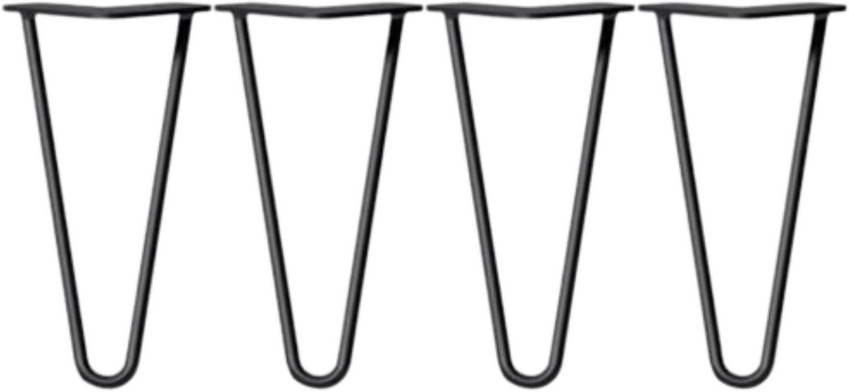 Metalen Tafelpoten 25 cm - Industrieel Haarspeld Design - Voor Koffietafels, Bank & Bureau - Sterk & Stijlvol