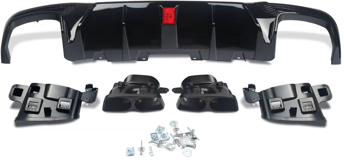 Achterdiffuser - Glanzend Zwart met Punten - Auto Accessoires - Voor Mercedes GLE W166/X166 AMG-Line (GLE400/GLE350)