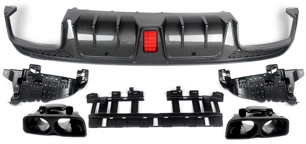 Achter Diffuser met Uitlaat Endtips - Voor Mercedes C-Klasse W205 (2015-2021) - Carbon Look - Auto Accessoires