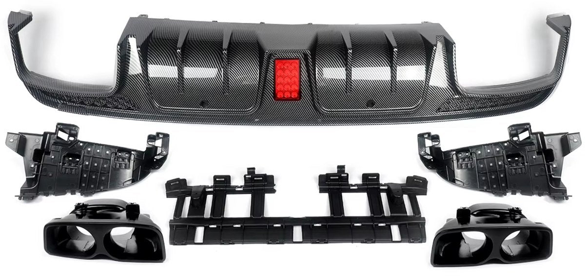 Diffuser Endline - Achter Diffuser met Uitlaat Endtips - Voor Mercedes C-Klasse W205 (2015-2021) - Carbon Look - Auto Accessoires