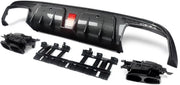 Achterbumper- Voor Mercedes Benz C-Klasse W205 2015-2021- Carbon Look - Met Uitlaat Endtips - Auto Accessoires