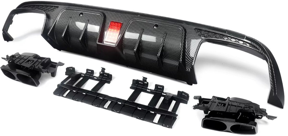Achterbumper- Voor Mercedes Benz C-Klasse W205 2015-2021- Carbon Look - Met Uitlaat Endtips - Auto Accessoires