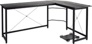 L-vormig Hoekbureau - Voor Thuiswerken, Gaming & Kantoor - Ruim Computerwerkstation met PC & Laptopruimte - 167 cm - Donkergrijs