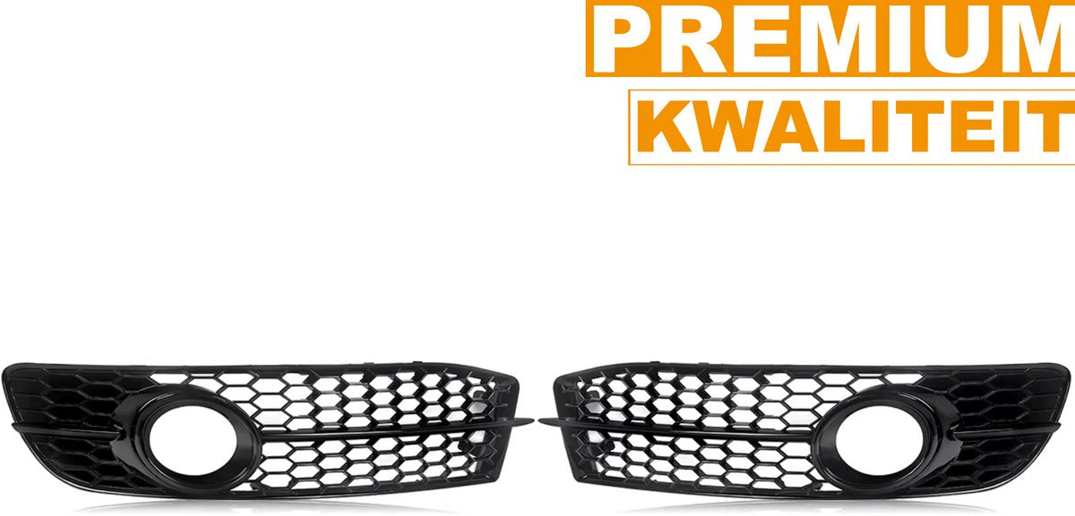 Voorbumper - Voor Audi A6 C6 S-Line 2009-2012 - Auto accessoires - Mistlichtgrille - Honingraat - Gloss Zwart