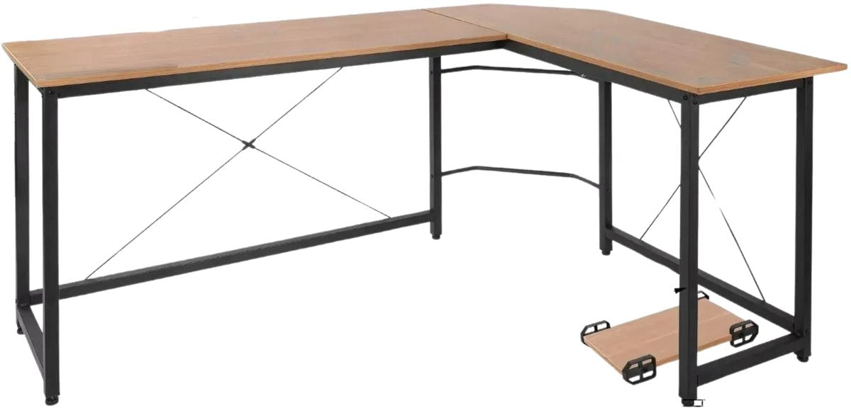 L-vormig Bureau - Voor Thuiswerk, Gaming & Kantoor - Ruim Hoekbureau voor PC & Laptop - 167 cm - Hout look