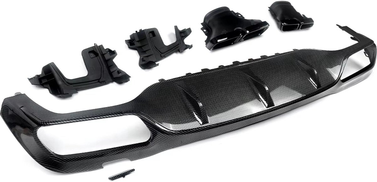 Achterbumper Diffuser - AMG E63 Stijl - Carbon Look - Auto Accessoires - Voor Mercedes W213 E-Klasse (2016-2020)