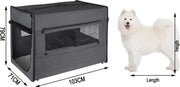 Happyment Hondenbench Leri - Dierenbench auto - Dierenbench - bench - Autokennel - resibench - vervoersbox dieren - Transportbox huisdier - Stof - Grijs - 103x71x79cm