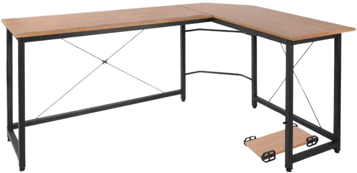 L-vorm Bureau - 170cm - Bruin - Hoekbureau - Computer, Gaming & Laptop Bureau - Thuiskantoor - Tafel