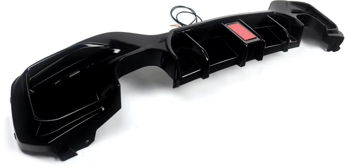 Achterlip Diffuser Spoiler Deluxe - Met Remlicht - Voor BMW 1 Serie F20/F21 M135i/M140i (2015-2018) - Glanzend Zwart - Auto accessoires