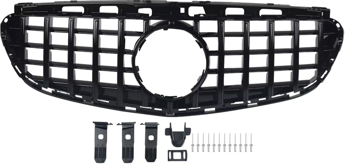 Grille - Voor Mercedes E-Klasse W212 E300/E350/E400 2014-2016 - Auto accessoires - GT grille - Kapgrille - Gloss Zwart