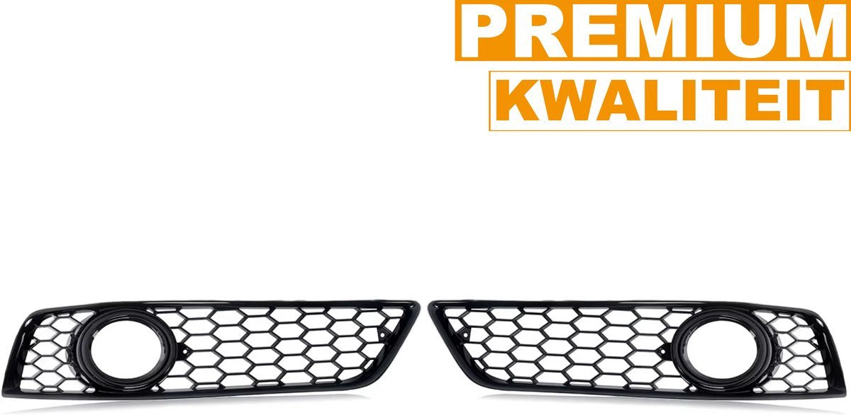 Mistlamp Covers Zyrell - Grille - Honingraat Zwart - Voor Audi A3 8P (2009-2012) - Voorbumper Accessoire