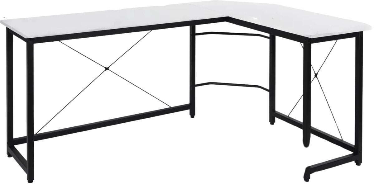 L-Vormig Thuis Bureau 167 cm - Voor Kantoor, Thuiswerk & Gaming - Stabiel Workstation - Wit