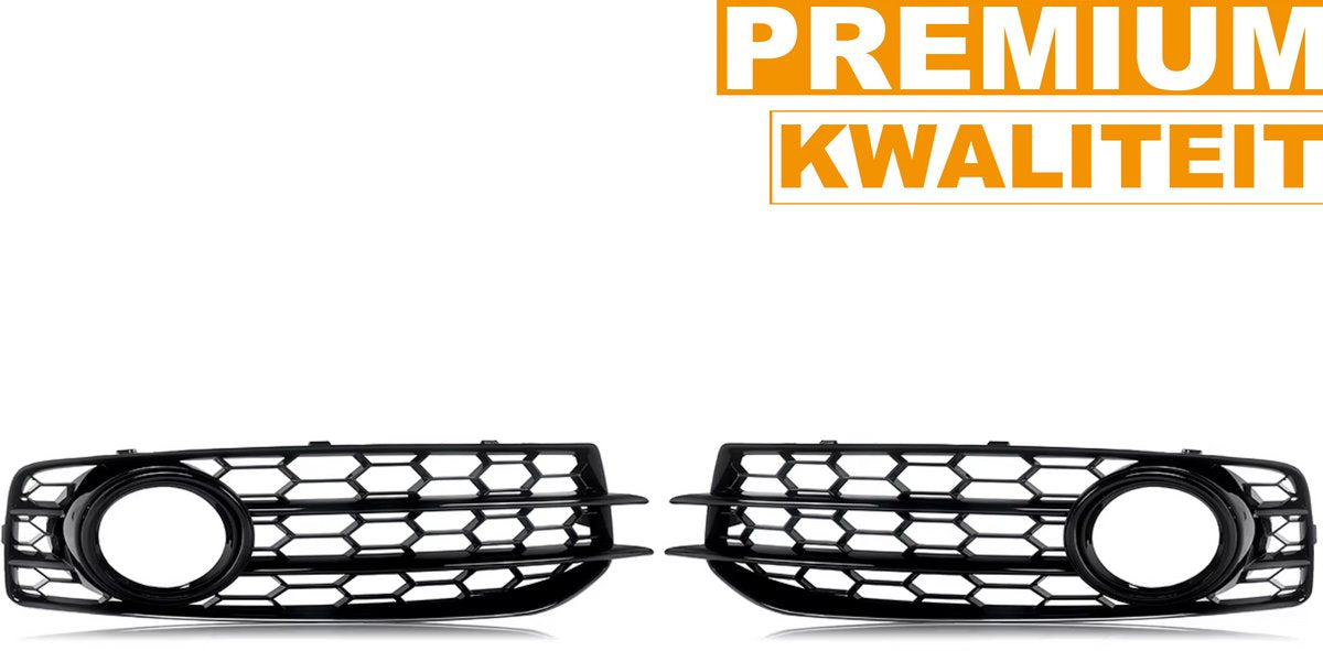 Voorbumper - Voor Audi A3 8P S-Line 2009-2012 - Auto accessoires - Mistlicht rooster - Gloss Zwart