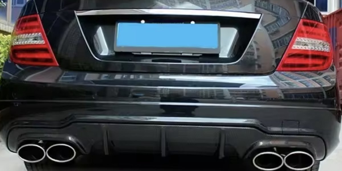 Diffuser Lip Stratos - Achterbumper Diffuser Lip - Voor Mercedes C-Klasse W204/C204 - Carbon Look - C63 Coupe Stijl - Auto Accessoires