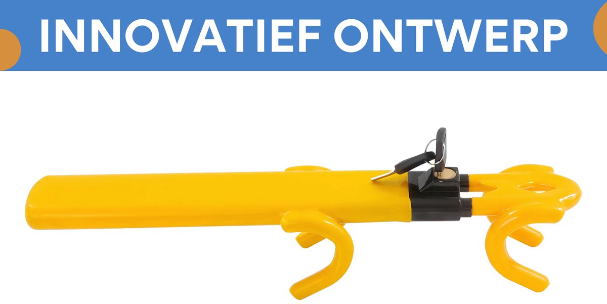 Universele auto Stuurslot - Stuurbeveiliging - Diefstalpreventie - Hoog Beveiligingsniveau & Zelfverdedigingstool - Geschikt voor Diverse Stuurwielen - Geel