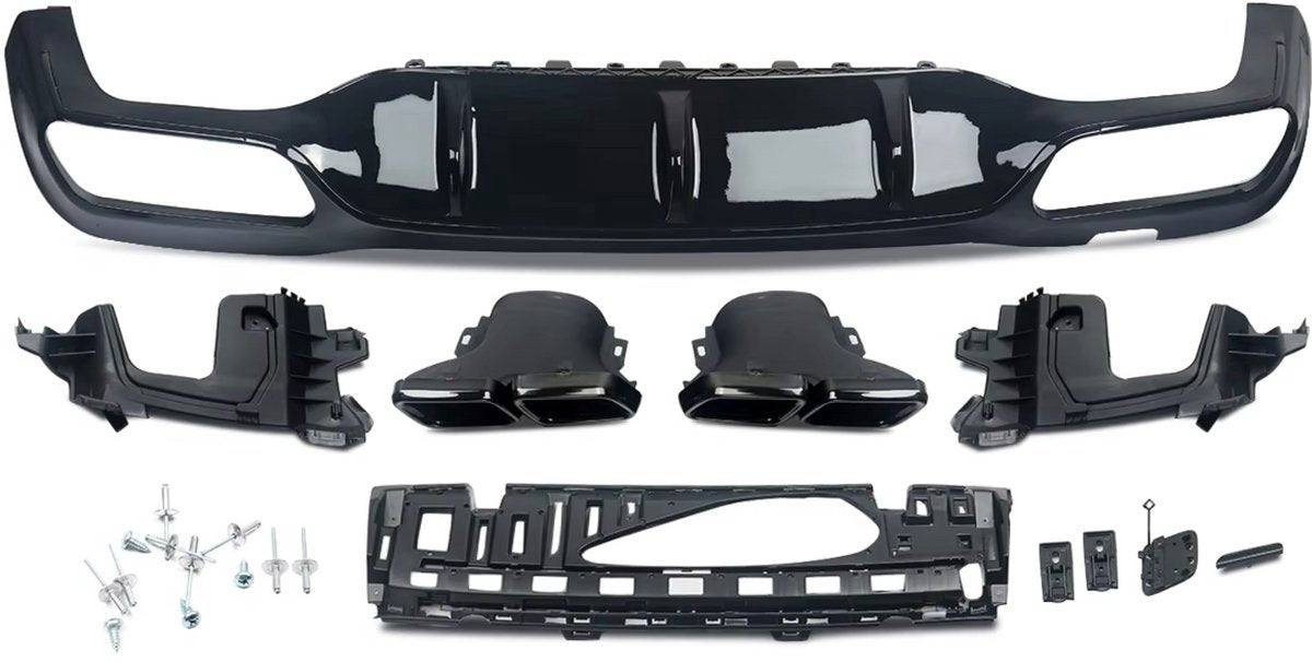 Diffuser Vireo - Achterbumper - Voor Mercedes W213 E-Klasse (2016-2020) - AMG E63 Stijl - Carbon Look - Auto Accessoires
