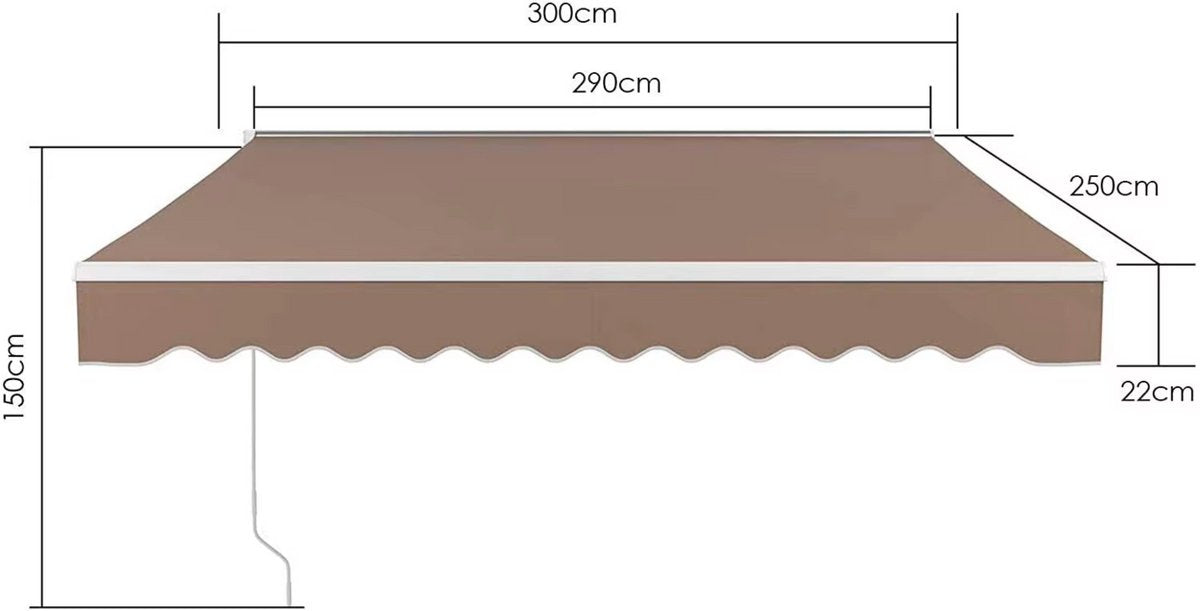 Zonluifel Balkon - Intrekbare Gelede Armluifel voor Windbestendige Zonneschermbescherming - Schuifdakluifel - 3x2,5m