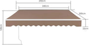 Terras zonnescherm handmatig - Met opbouw frame - Zonneluifel - Balkon of tuin - 300x250cm - UV50+ - Khaki - Met arm - Polyester doek