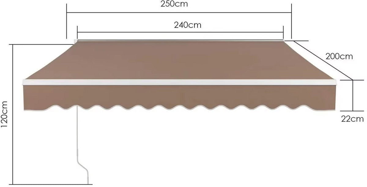 Terras Zonnescherm - Intrekbare Gelede Armluifel - Handmatig Opvouwbaar met UV50+ Bescherming - Geschikt voor Raam, Deur en Balkon - Polyester Onderdak