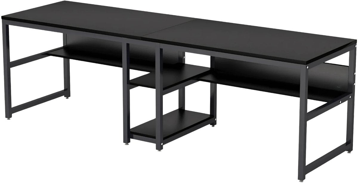 Bureau XL - Voor 2 perosnen - Zwart - Computerbureau - Voor thuis of werk - 200cm