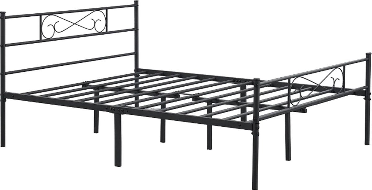 Luxe Bedframe - Metaal - 2 persoons - 140x200cm - Incl. lattenbodem - Zwart
