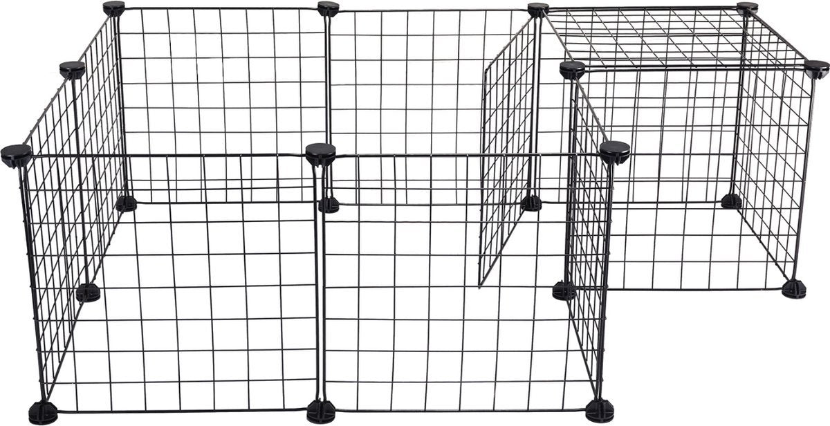 Bolt Edge Dierenren - Zwart - Verstelbaar - Voor konijnen, katten of puppy's - 145x75x35cm
