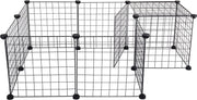 Happyment Dierenren Lodo - Extra hoog - Knaagdierenren Ren - Verstelbaar - Konijnenren - Kippenren - Puppyren - Kattenren - Zwart - 145x75x35