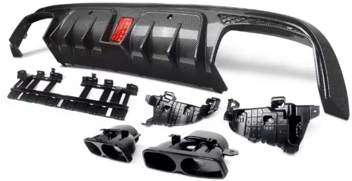 Diffuser Endline - Achter Diffuser met Uitlaat Endtips - Voor Mercedes C-Klasse W205 (2015-2021) - Carbon Look - Auto Accessoires