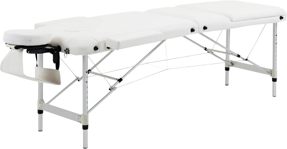 Opvouwbare Massagetafel - Behandeltafel - Professionele massage - Ontspanning - Voor Spa, Salon, Kliniek & Thuis - Inclusief Kussen - Wit