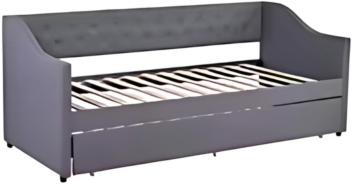 Slaapbank voor 2 personen - 90 x 200 cm - Logeerbed - Zetelbed - Gestoffeerd - Grijs