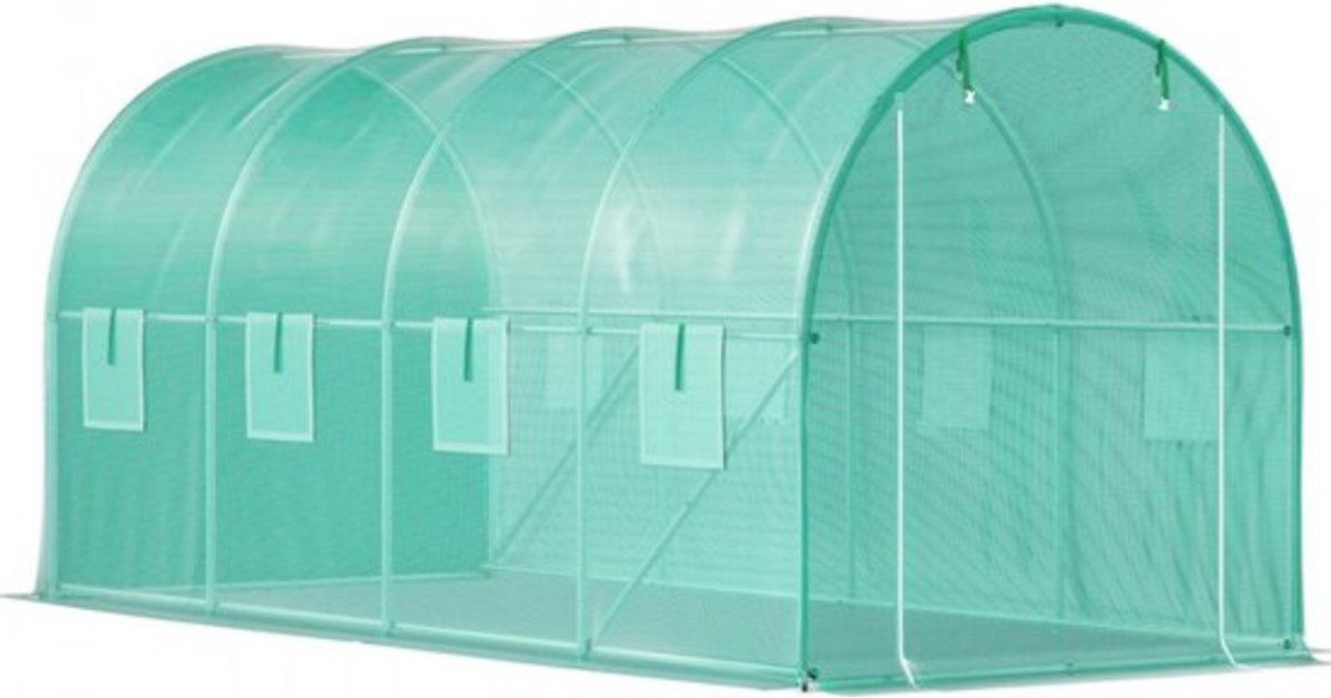 Tuinkas - Inlooptunnelkas Groen - 5x2x2 m - Met Gegalvaniseerd Waterdicht Frame