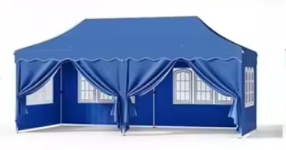 Paviljoen- Partytent - Tuin tent - Overkapping - Gazebo - Opvouwbare Partytent met Zijwanden - UV50+ Bescherming - Waterdicht & Stevig - Voor Tuinfeest & Buitengebruik - Blauw - 3x6m