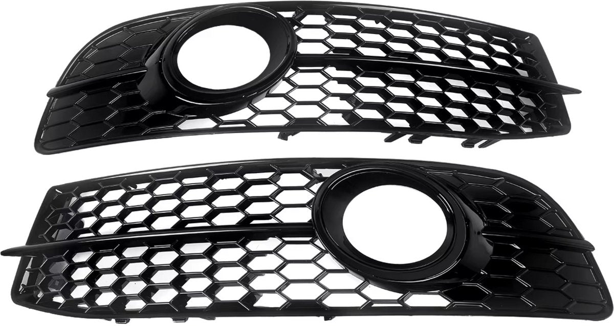 Voorbumper - Voor Audi A6 C6 S-Line 2009-2012 - Auto accessoires - Mistlichtgrille - Honingraat stijl - Gloss Zwart