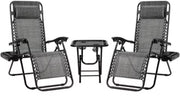 Ligstoelen Milano - Grijs - Tuinstoelen - Verstelbare tuinstoel en ligstoel - Met tafel - 2 personen - 90°-160° - Tuin - Metaal