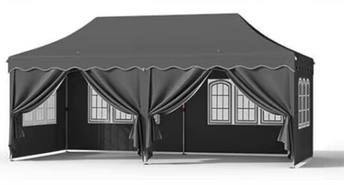 Paviljoen Tavien - Partytent - Tuin tent - Overkapping - Gazebo - Opvouwbare Partytent met Zijwanden - UV50+ Bescherming - Waterdicht & Stevig - Voor Tuinfeest & Buitengebruik - Grijs - 3x6m
