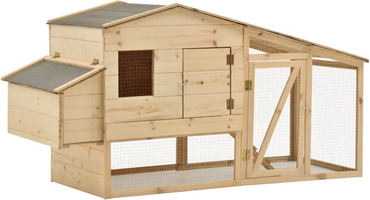 Happyment Houten Kippenhok - Knaagdieren hok - Knaagdier - Konijn - Kooi